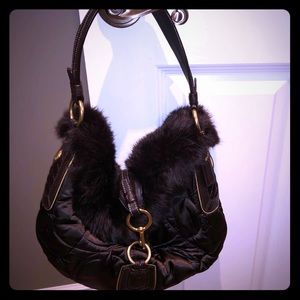 Coach Bag with rabbit fur